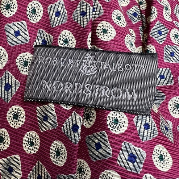 Robert TALBOTT Men’s Set of 2 Hand Sewn Finest Silk Ties Geo Print USA MADE - Picture 14 of 16